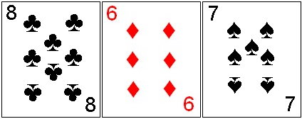 Three cards in same suit combination Three cards in same suit combination