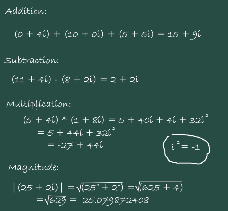 A few example calculations of some Complex Numbers Some example calculations of Complex Numbers