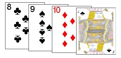 Sequence melds can be of mixed suits in Dummy Rummy