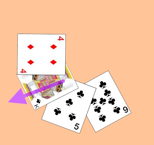 An incomplete trick in the card game Page Getaway An incomplete trick in the card game Page Getaway