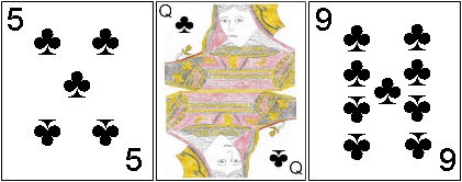 Three cards in same suit combination Three cards in same suit combination