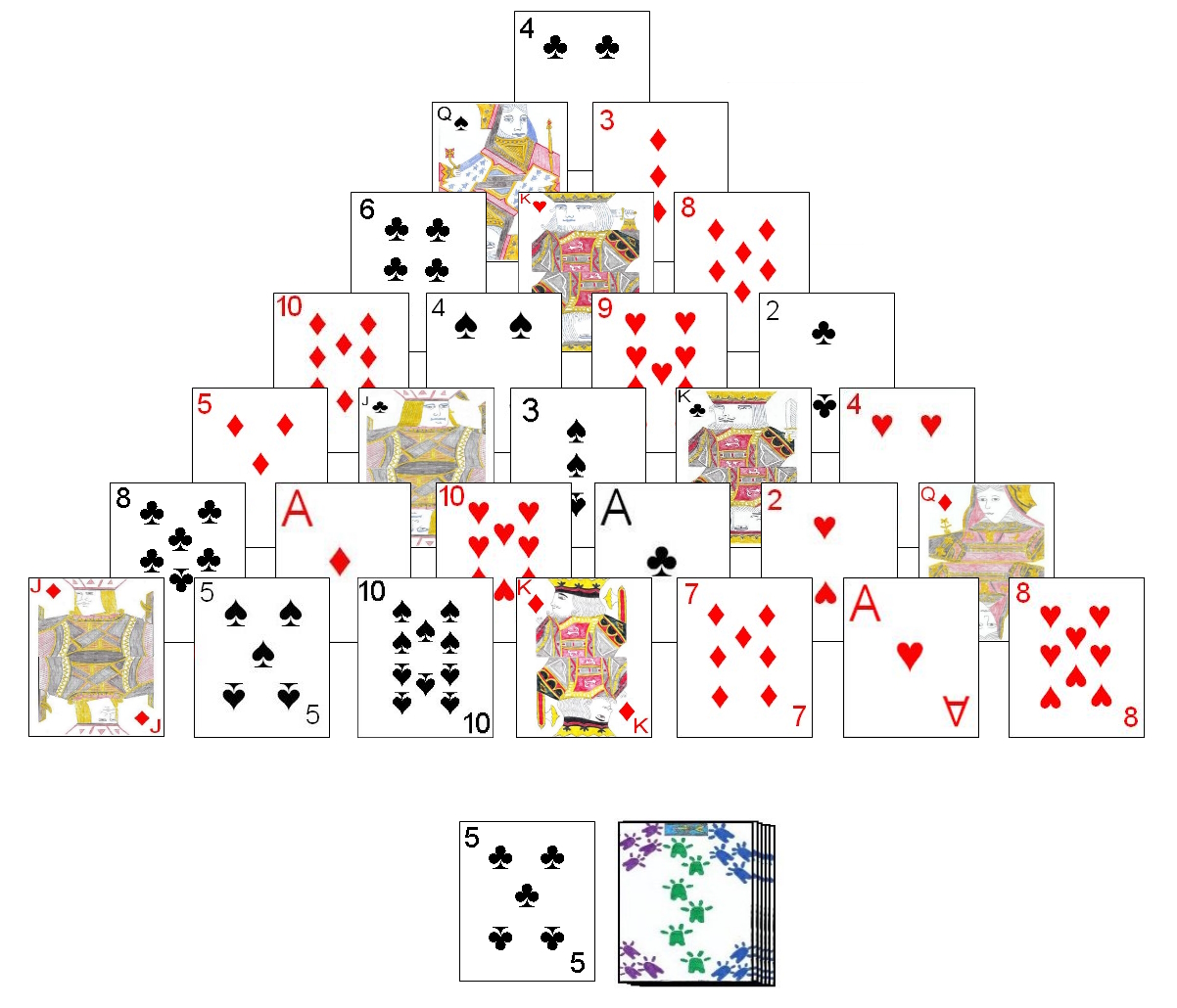 Example initial setup for Pyramid Solitaire Example initial setup for Pyramid Solitaire