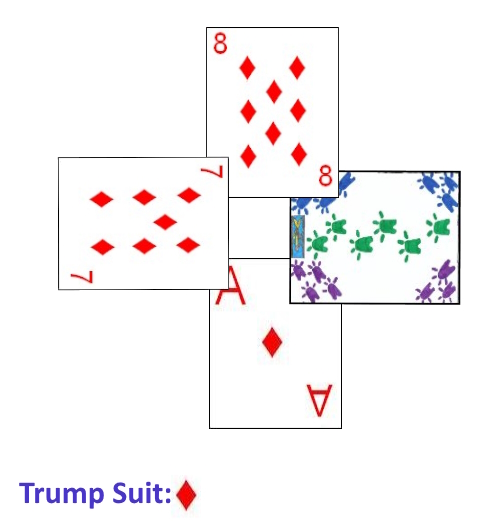 If a player cannot play a trump to the first trick, they must play their card face-down If a player cannot play a trump to the first suit, they must play their card face-down