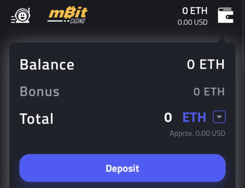 Payment page mBit casino Payment page mBit casino on smartphone