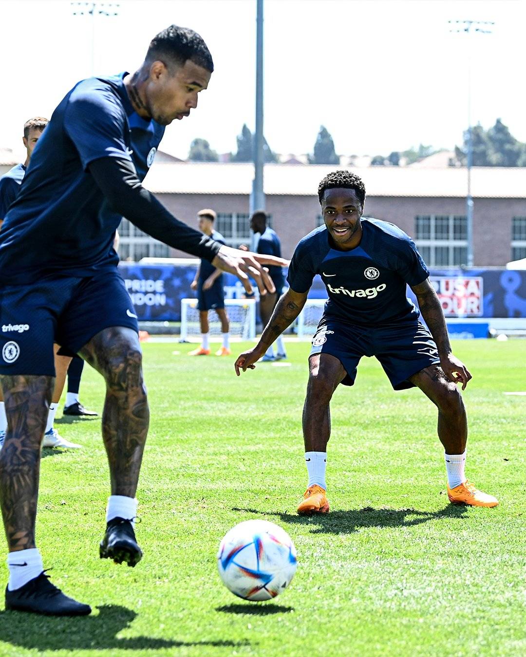 Video: Watch Raheem Sterling's first training session as a Chelsea player.
